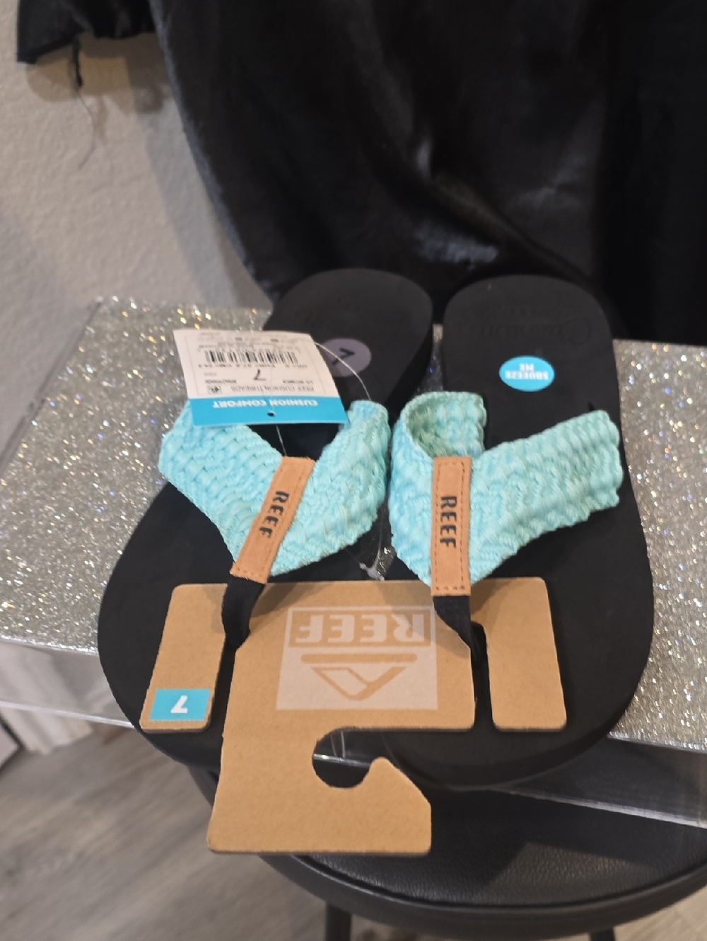 Reef Cushion Threads Flip-Flop Sandals- Aqua - Picture 11 of 13
